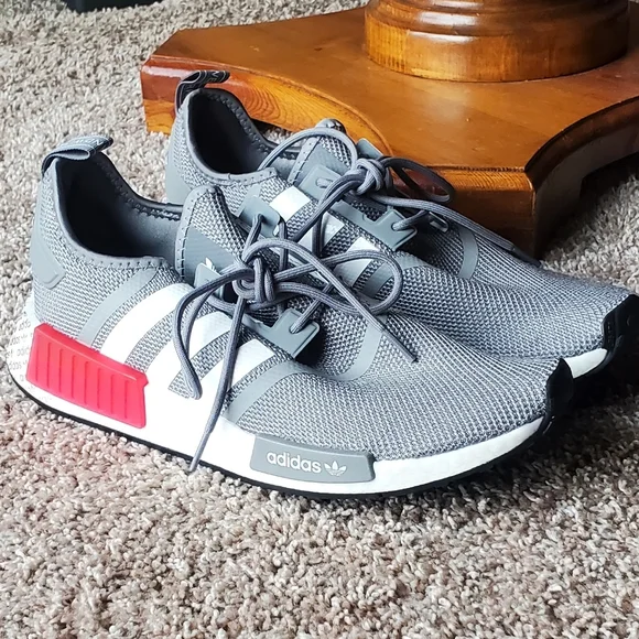 Adidas NMD R1 Grey Vivid Red - Picture 1 of 7